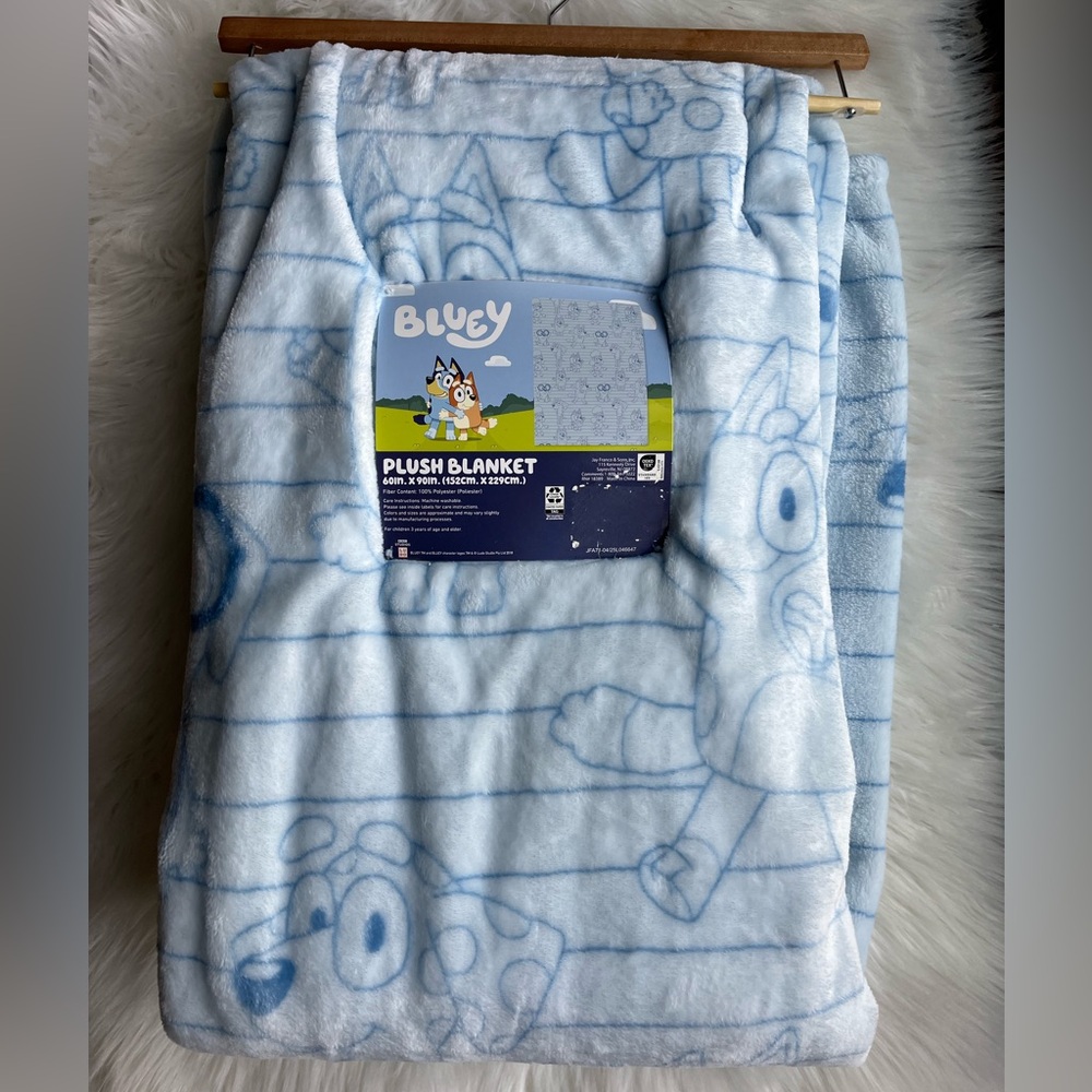 🆕Bluey Plush Blanket Kids Light Blue 60x90 Bedroom